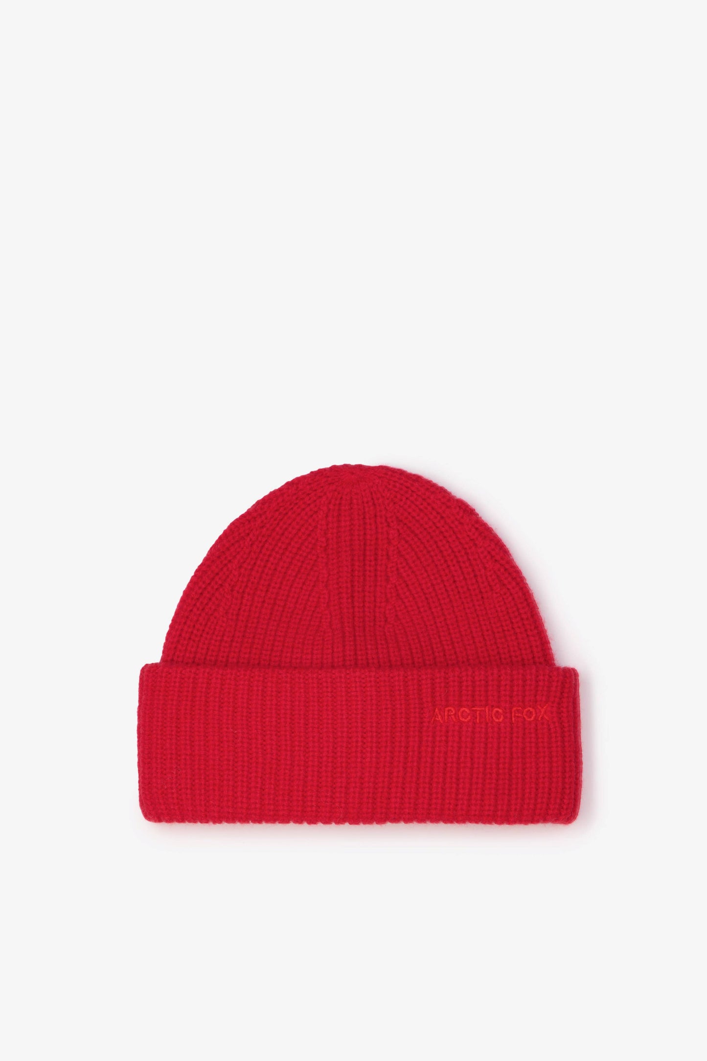 Merino Wool Embroidered Beanie - Flame Red