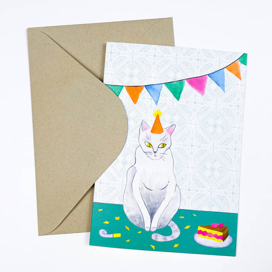 Birthday Cat  Blank Greeting Card