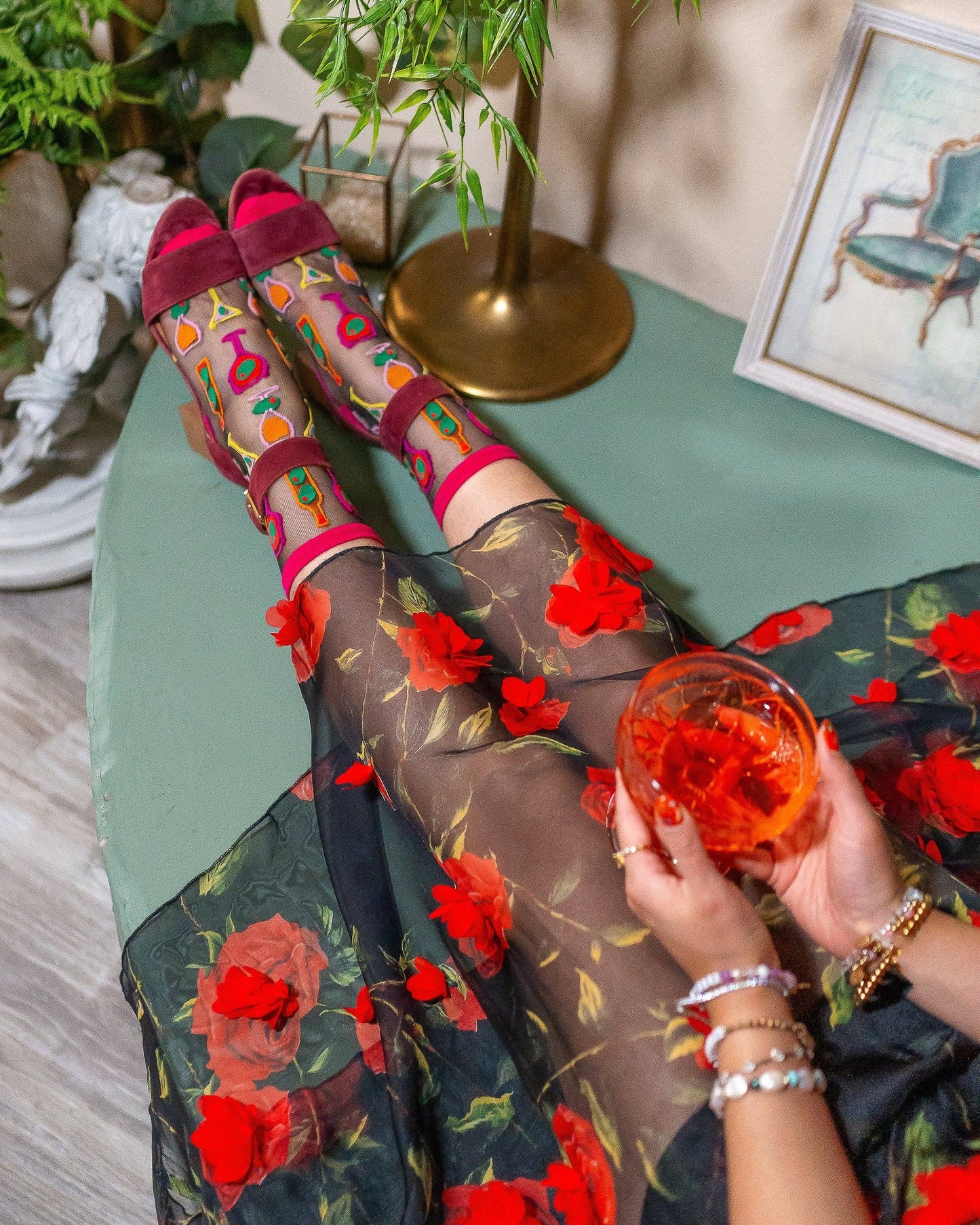 Cocktail Hour Sheer Crew Sock