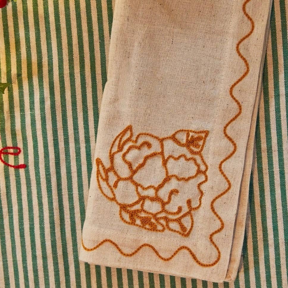 Embroidered Vegetable Napkins (Set of 6)