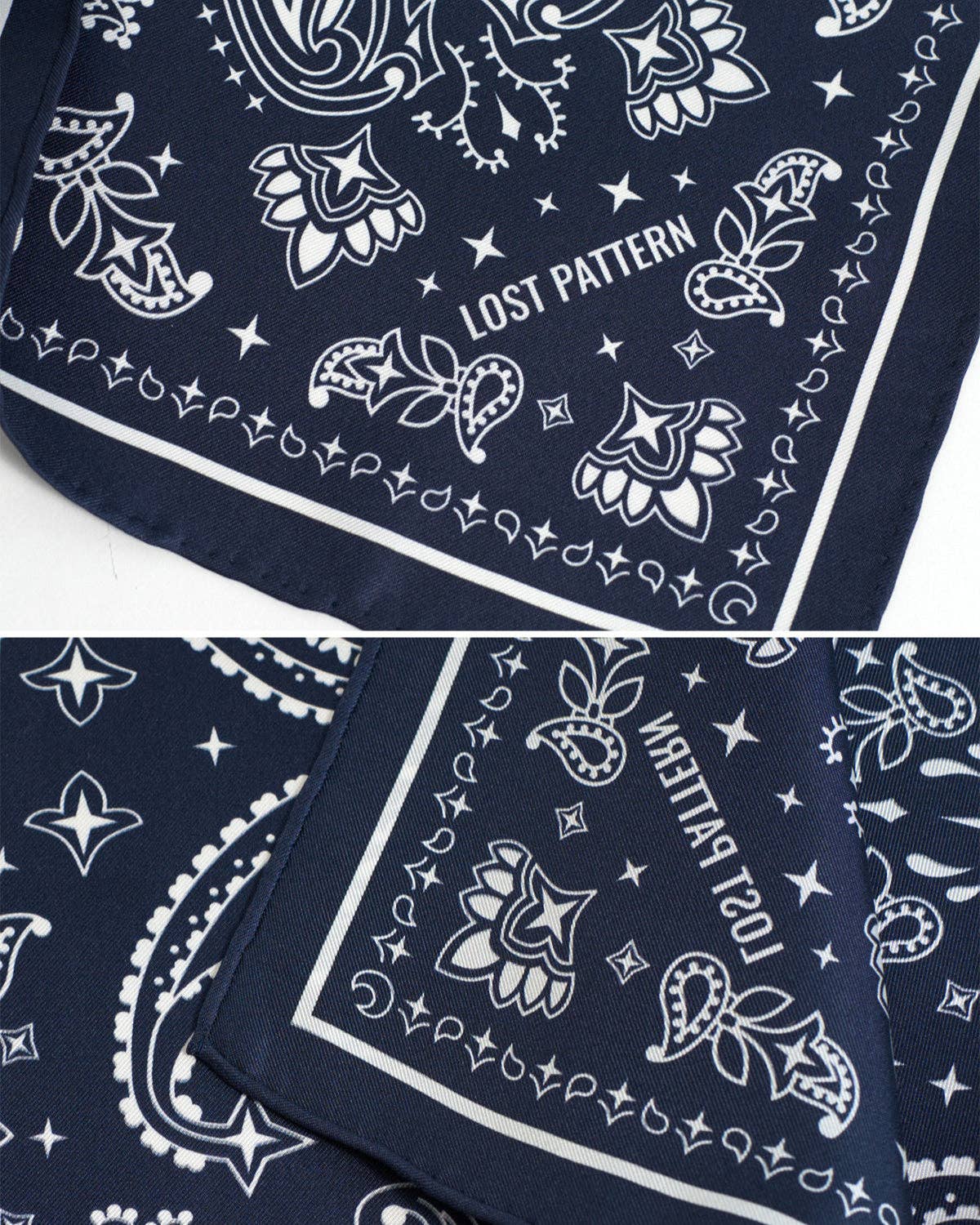 “Paisley" Silk Bandana Scarf - Midnight Blue
