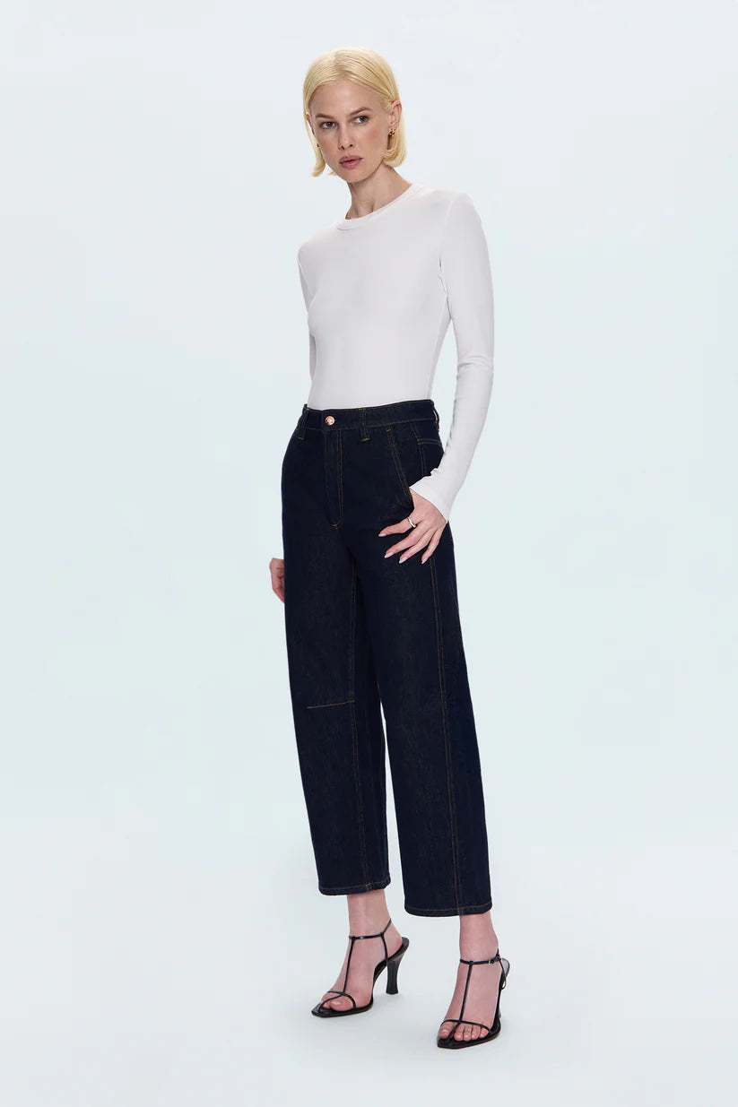 Beau Seamed Crescent Raw Jean