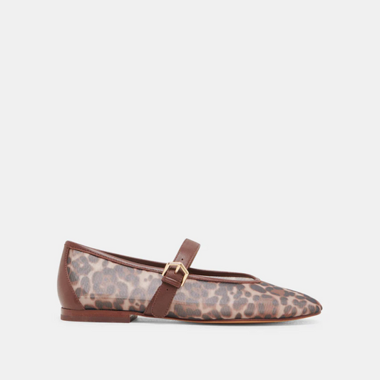 Roslyn Ballet Flats Leopard Mesh