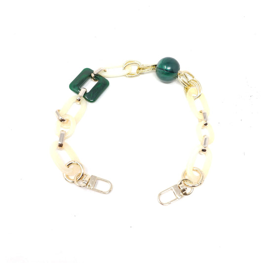 Geo Mixed Materials Bag Chain Strap