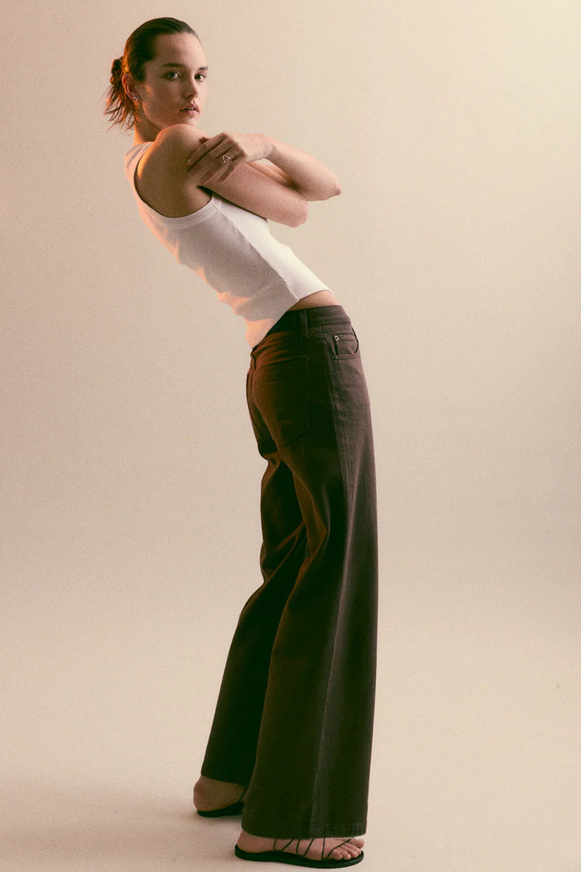 Jadyn Low Slung Palazzo Jean - Bruna Wash