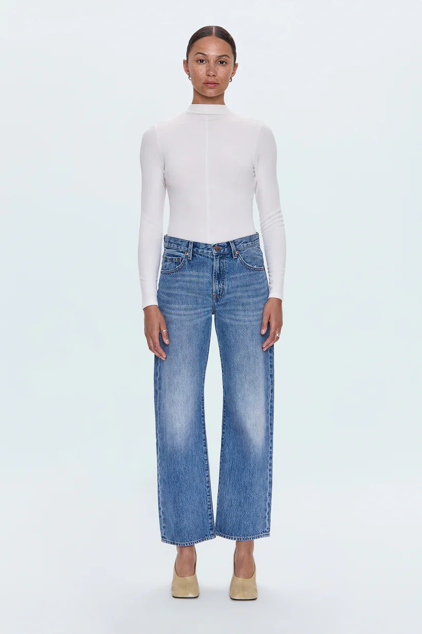 Lexi Mid Rise Bowed Straight Jean - Metropolis