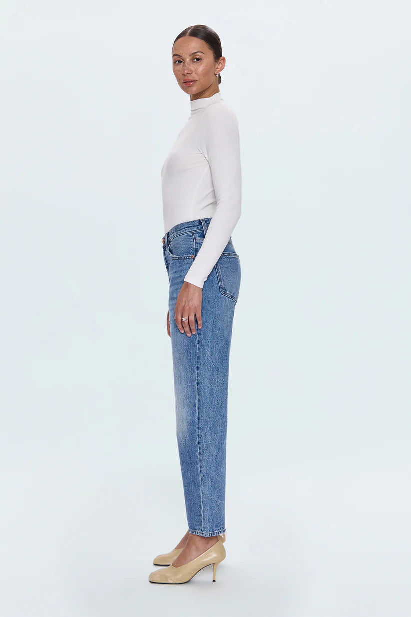 Lexi Mid Rise Bowed Straight Jean - Metropolis