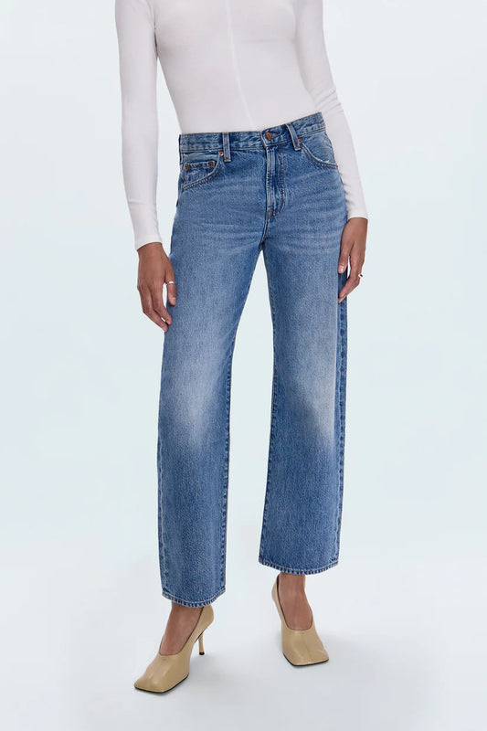 Lexi Mid Rise Bowed Straight Jean - Metropolis