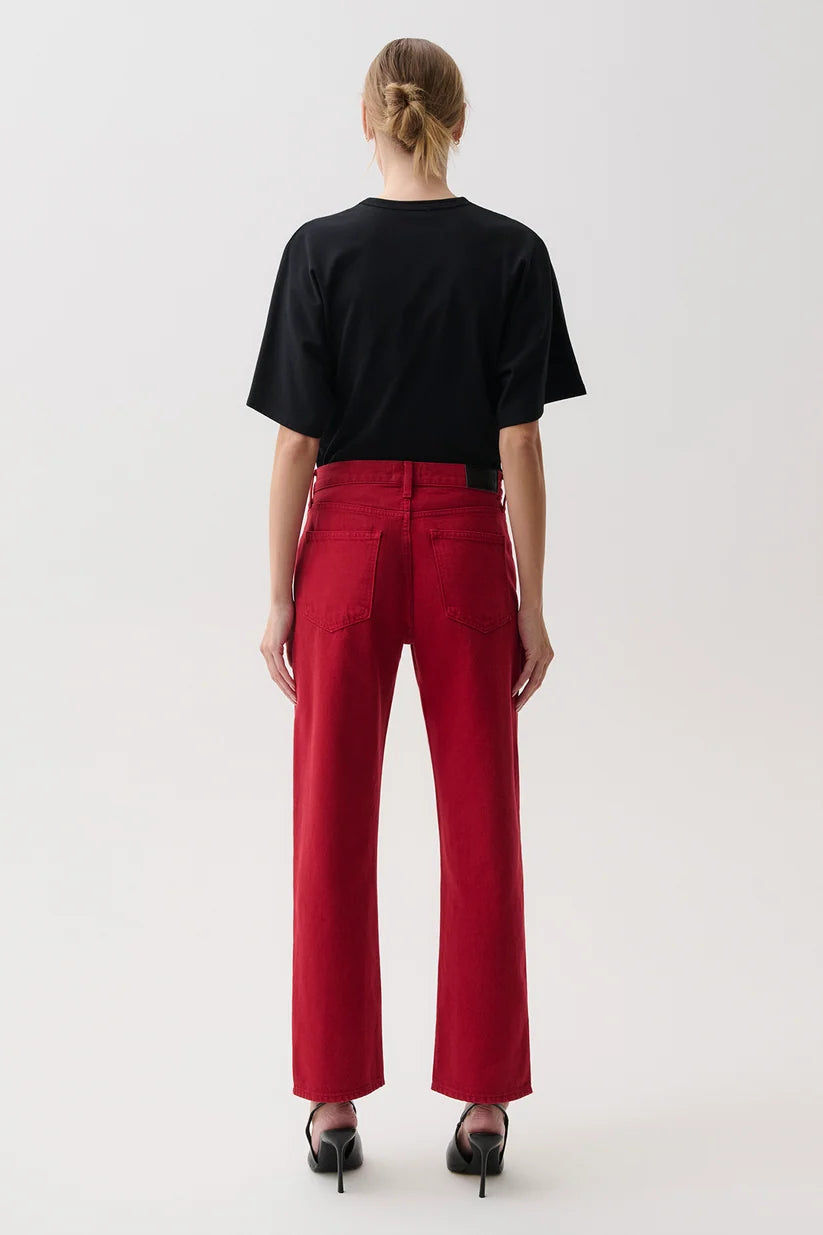 Lexi Mid Rise Bowed Straight - Savvy Red