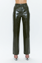 Cassie Super High Rise Straight in Olive Vinyl