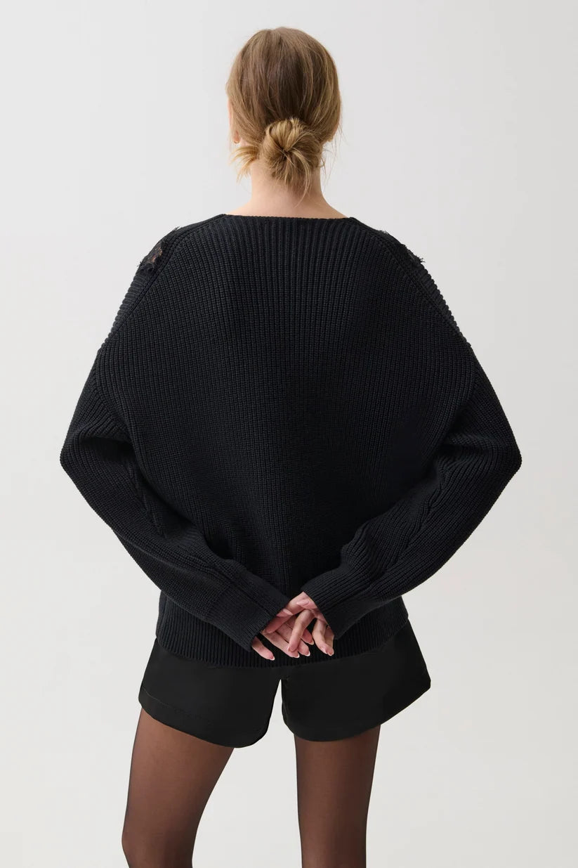 Chiara V-neck Lace Sweater