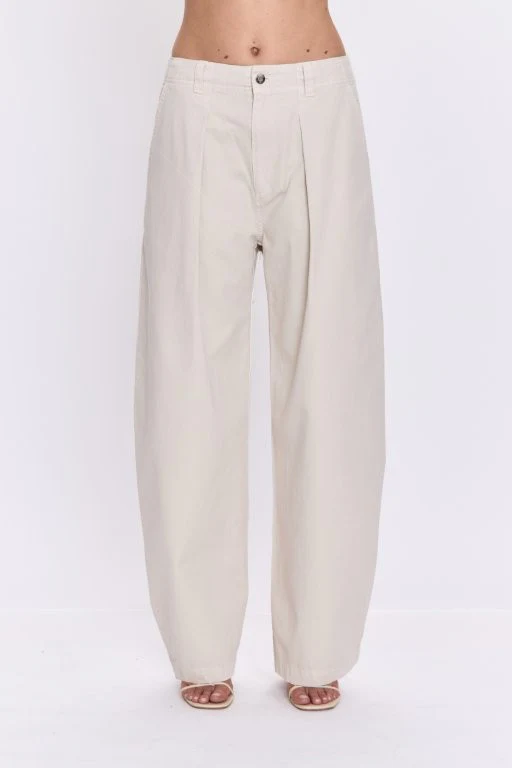 Eden Pleated Barrel Trouser – Parchment