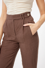 Button Tab Linen Pants