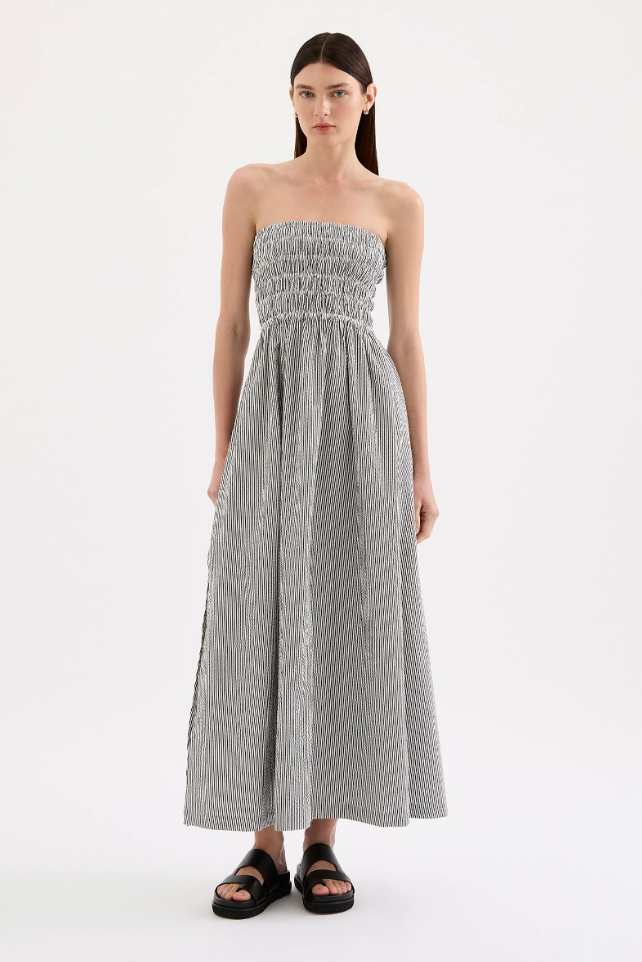 Quinn Maxi Dress - B&W Stripe