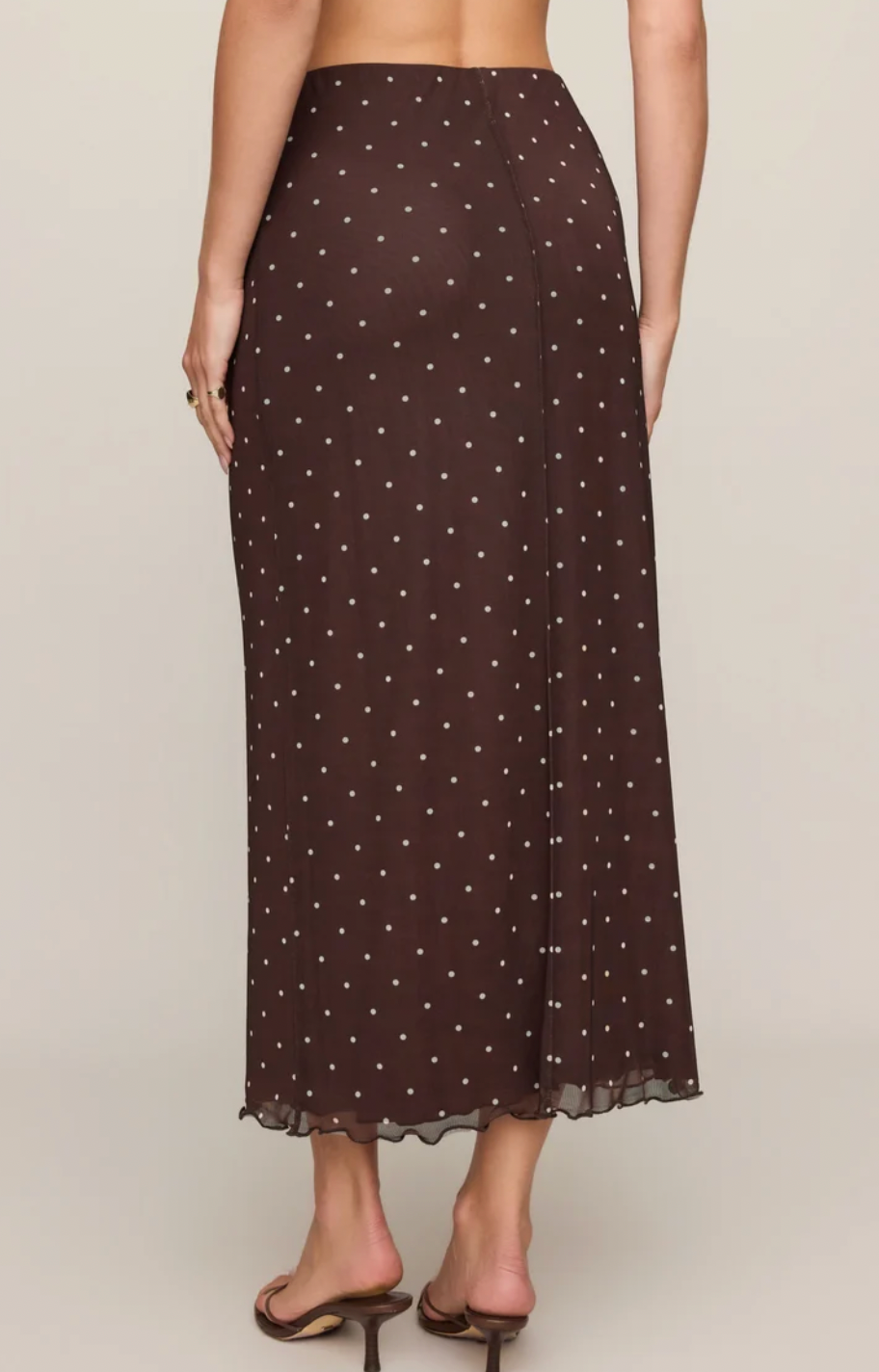 Eda Polka Dot Mesh Midi Skirt