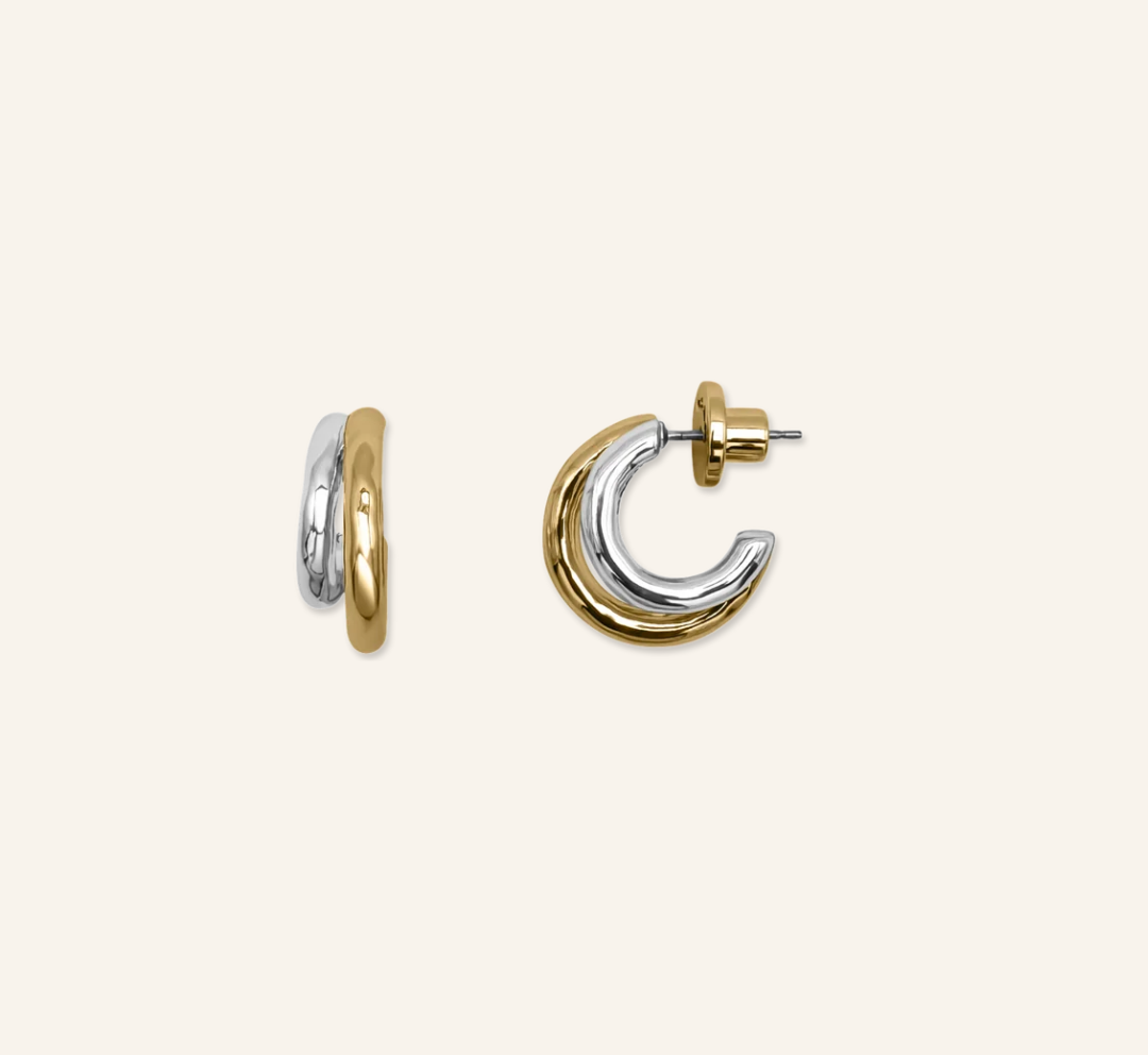 Sun & Moon Two-Toned Hoops