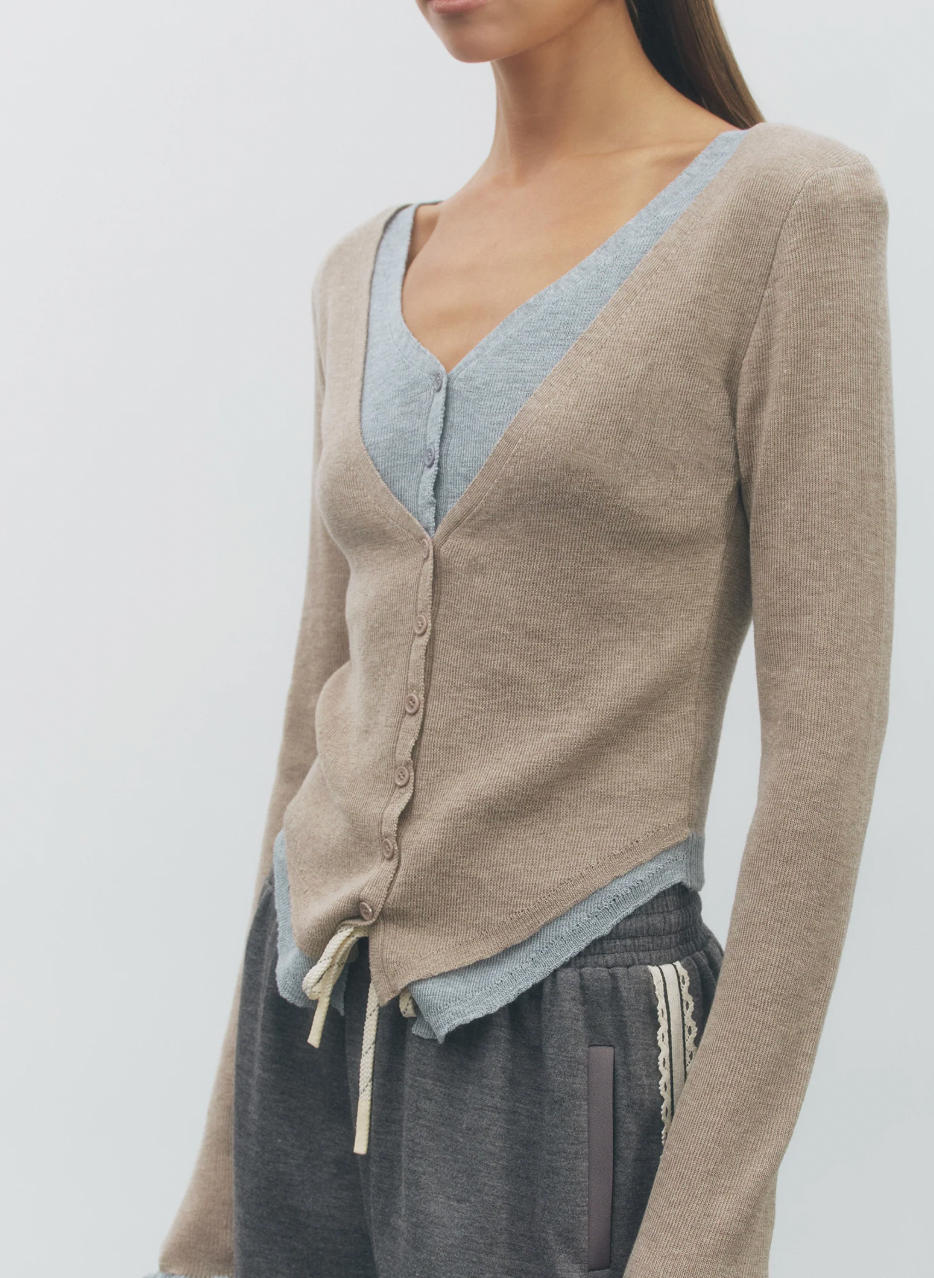 Two Tone Double Layer Cardigan