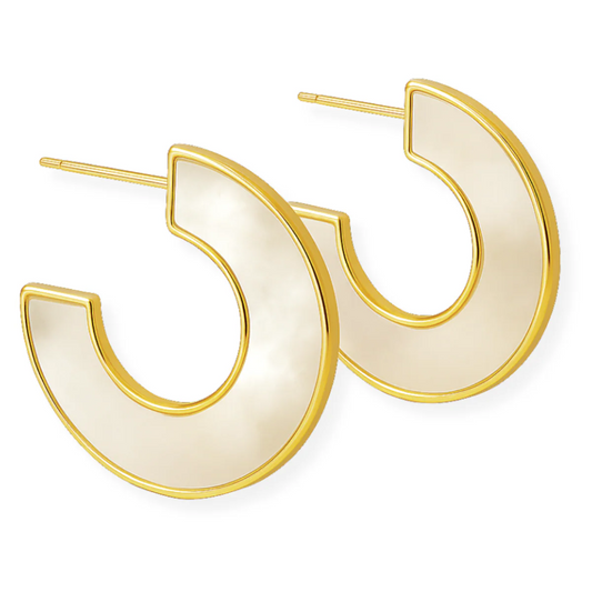 Dua Mother of Pearl Medium Hoop Earring