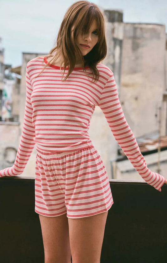 Night In Stripe Pajama Top