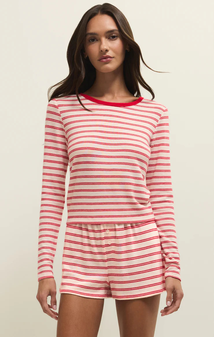 Night In Stripe Pajama Top