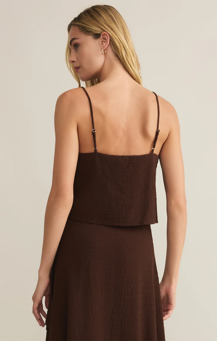 Sabel Textured Cotton Cropped Tank