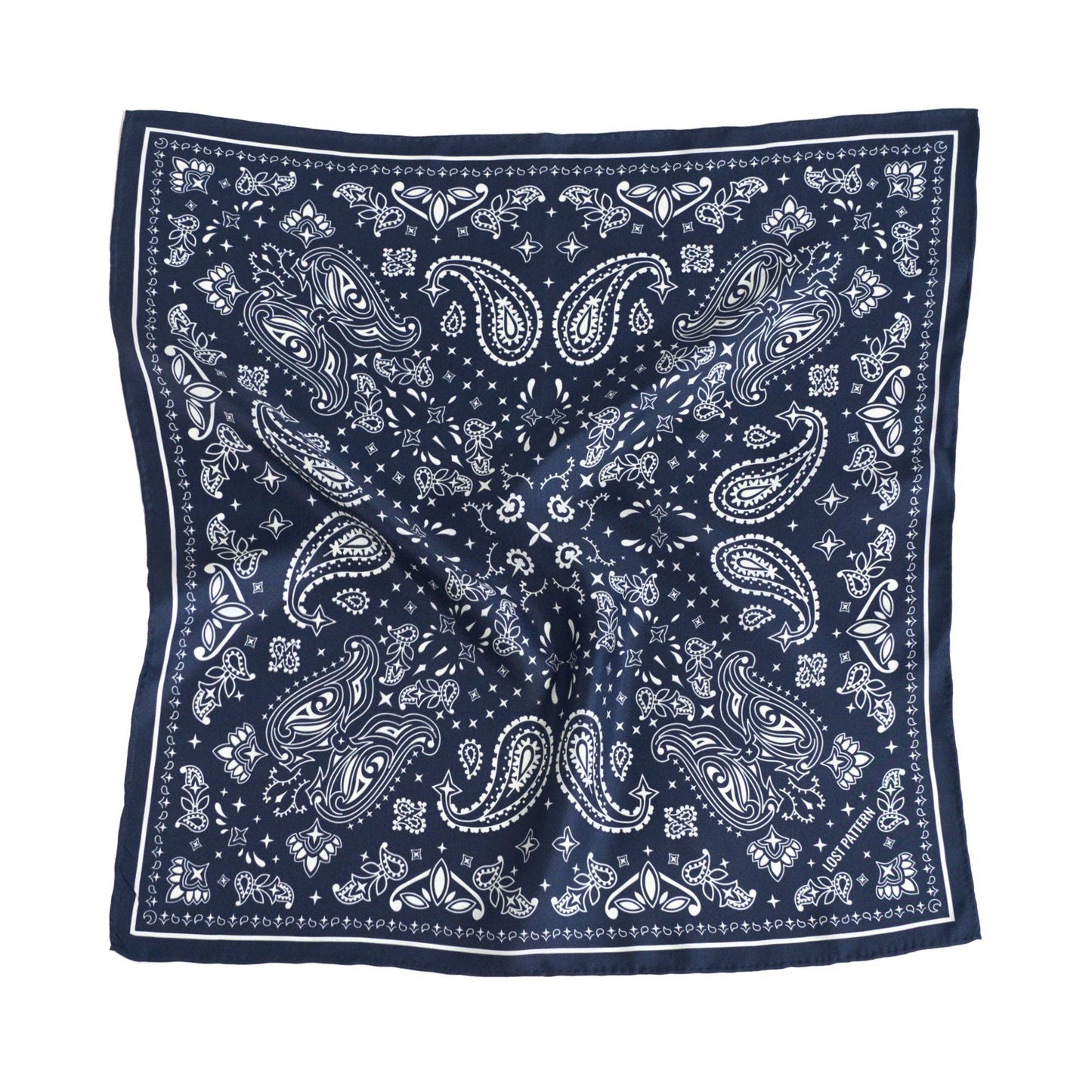 “Paisley" Silk Bandana Scarf - Midnight Blue