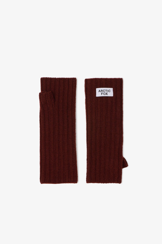 Merino Wool Fingerless Gloves - Dark Walnut Brown