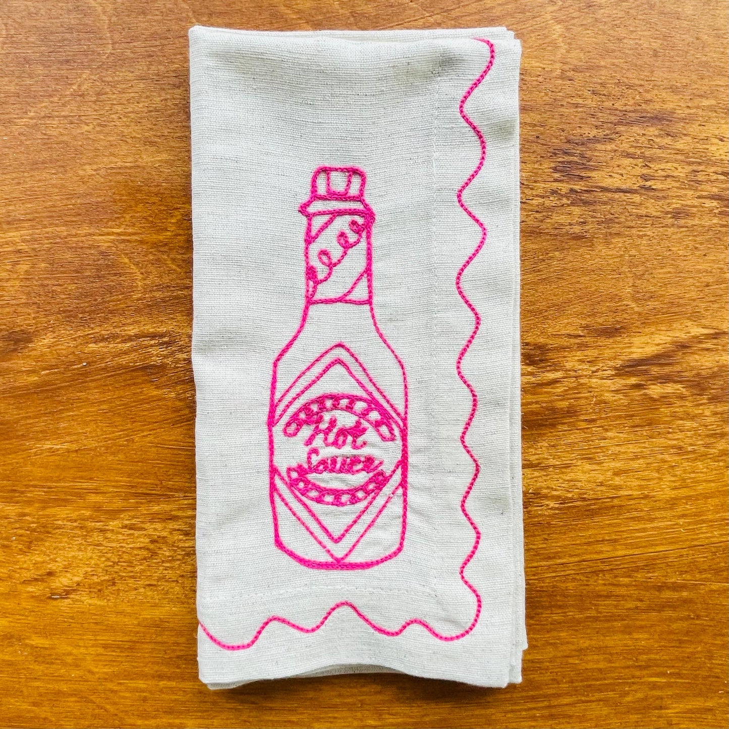 Embroidered Food Condiment Napkins (Set of 6)