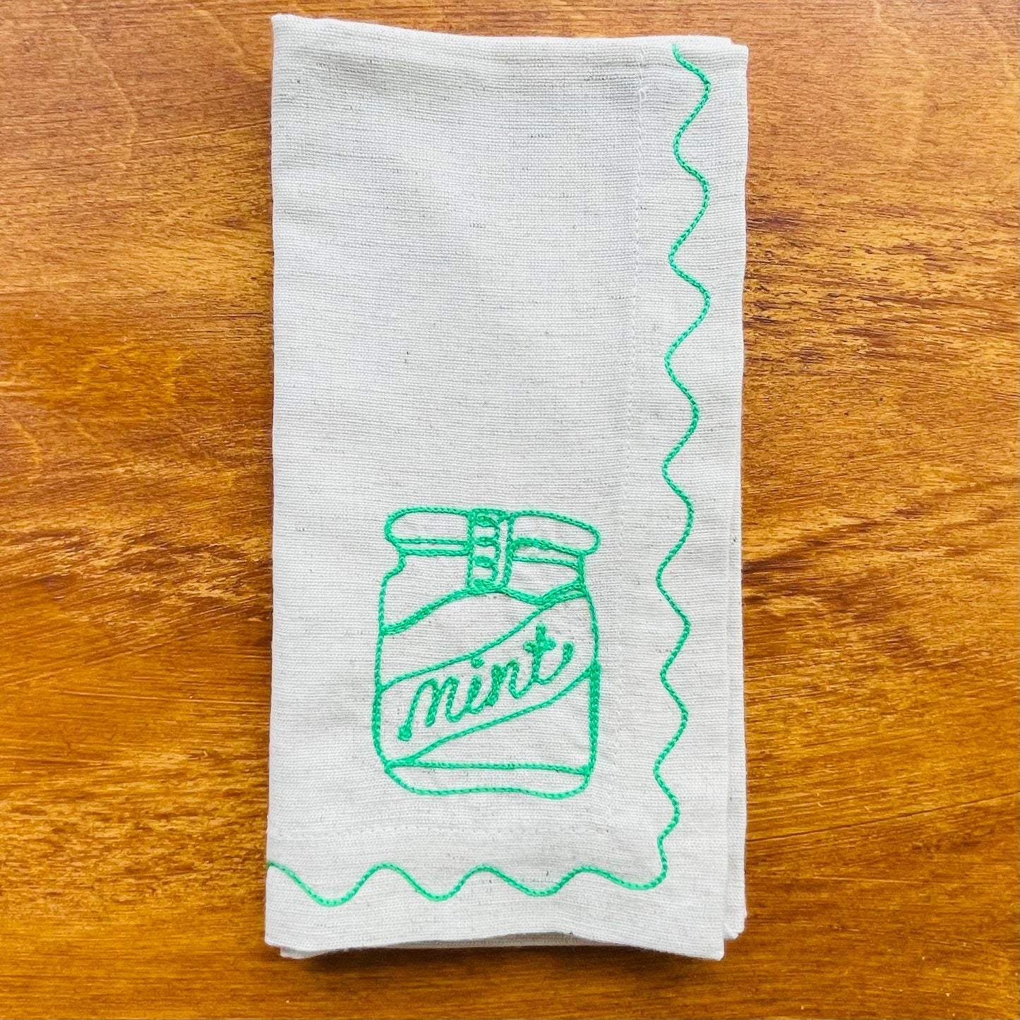 Embroidered Food Condiment Napkins (Set of 6)