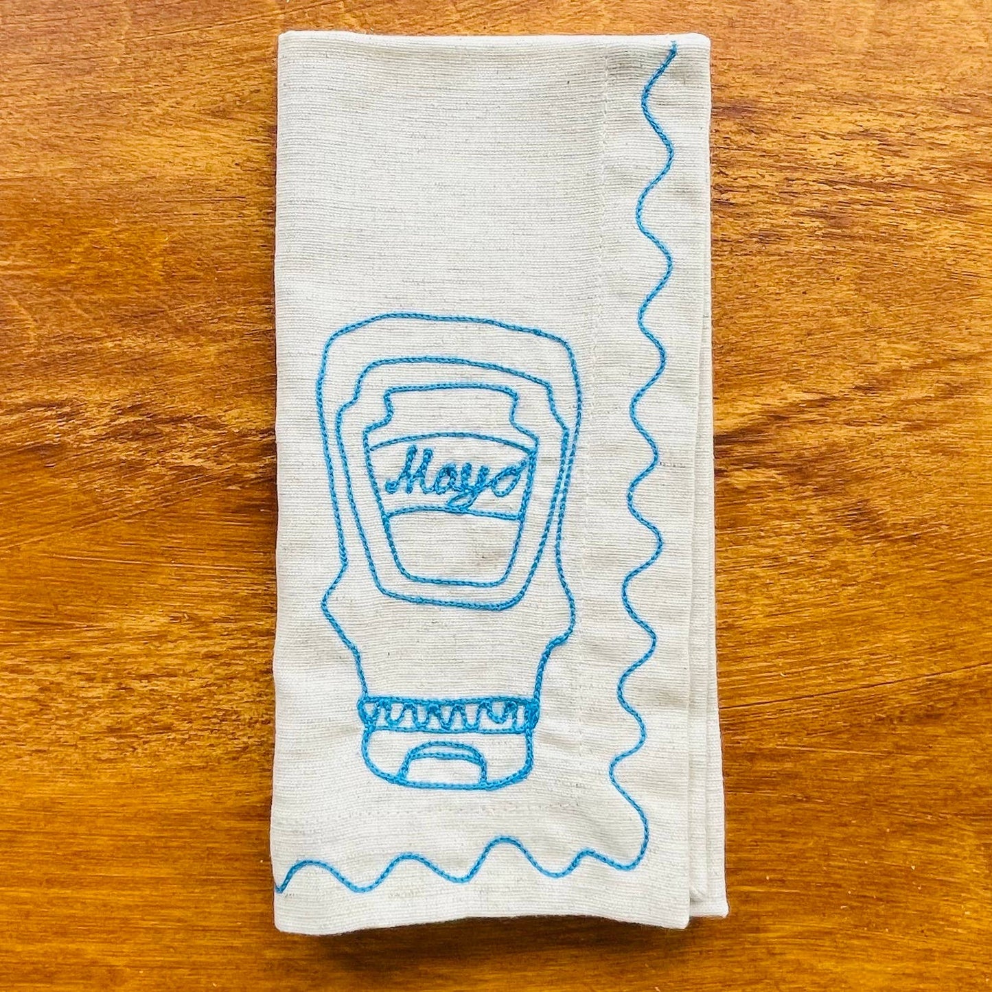 Embroidered Food Condiment Napkins (Set of 6)