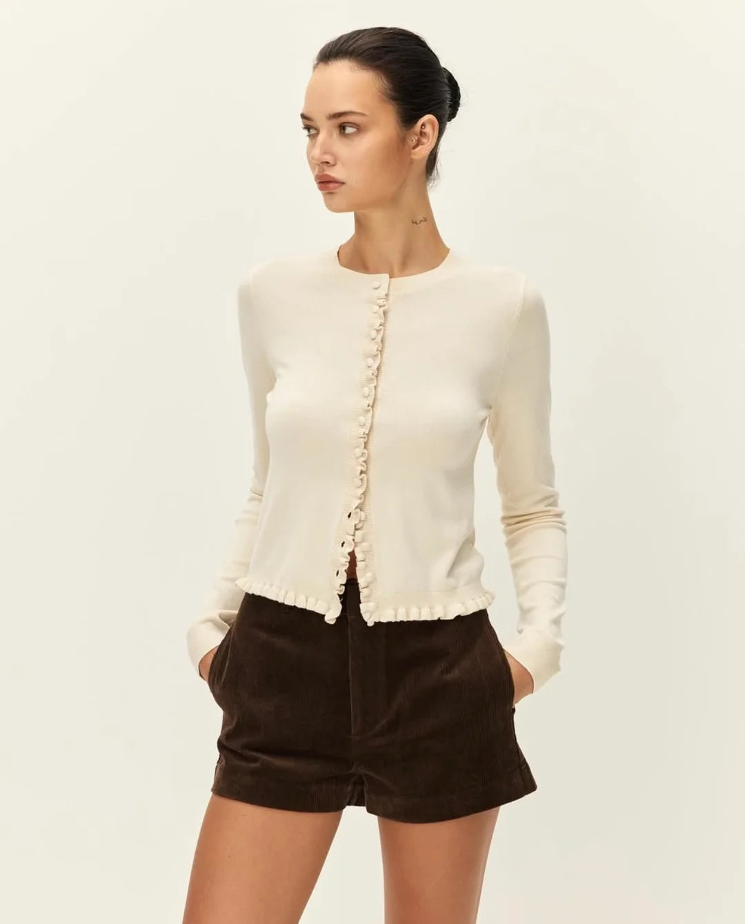 Camille Ruffled Knit Cardigan