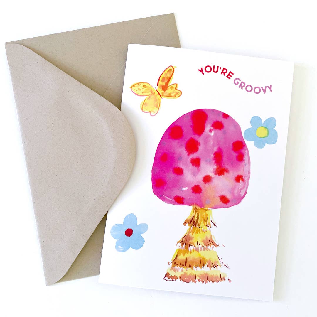Groovy Mushroom Blank Greeting Card