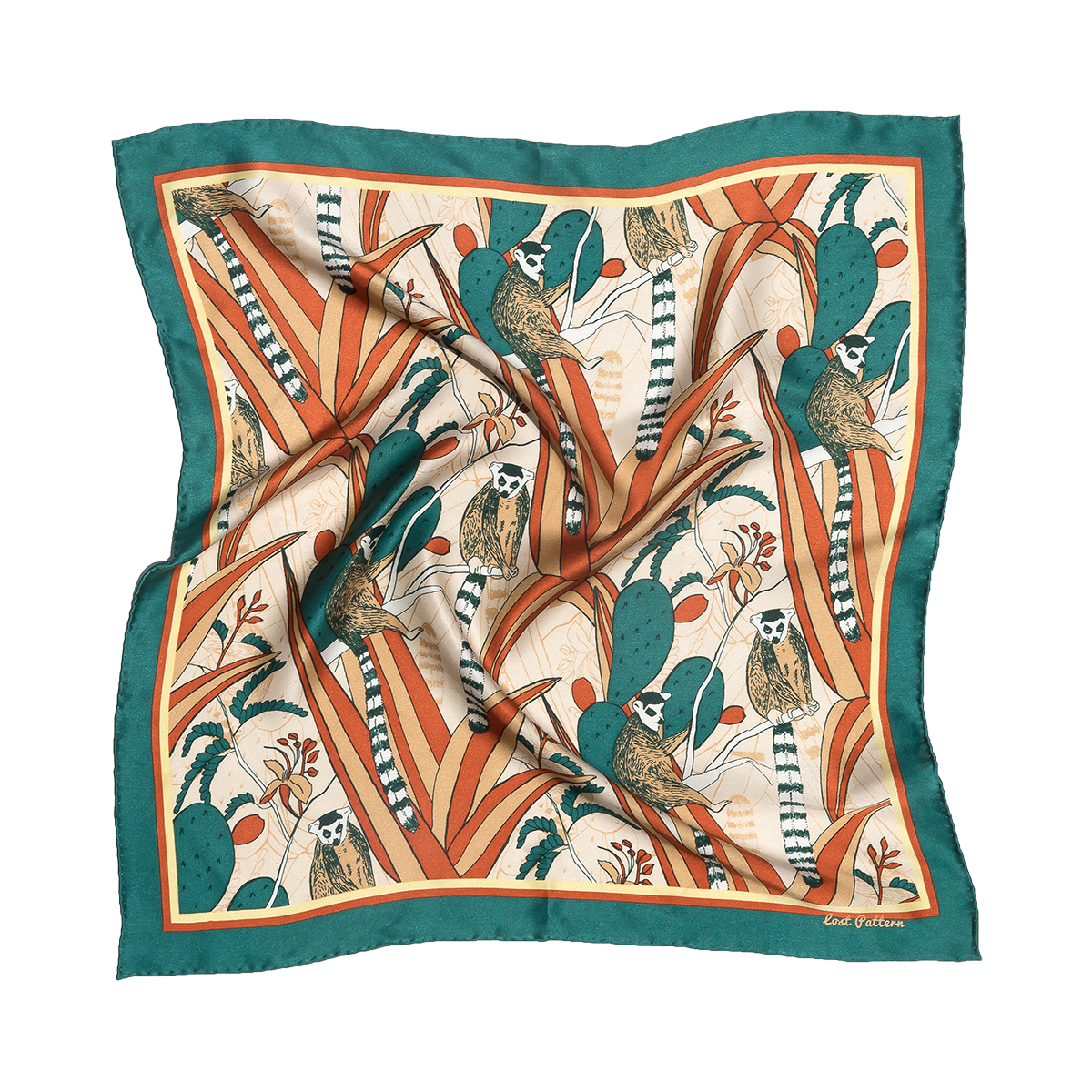 "Madagascar" Silk Bandana - Green