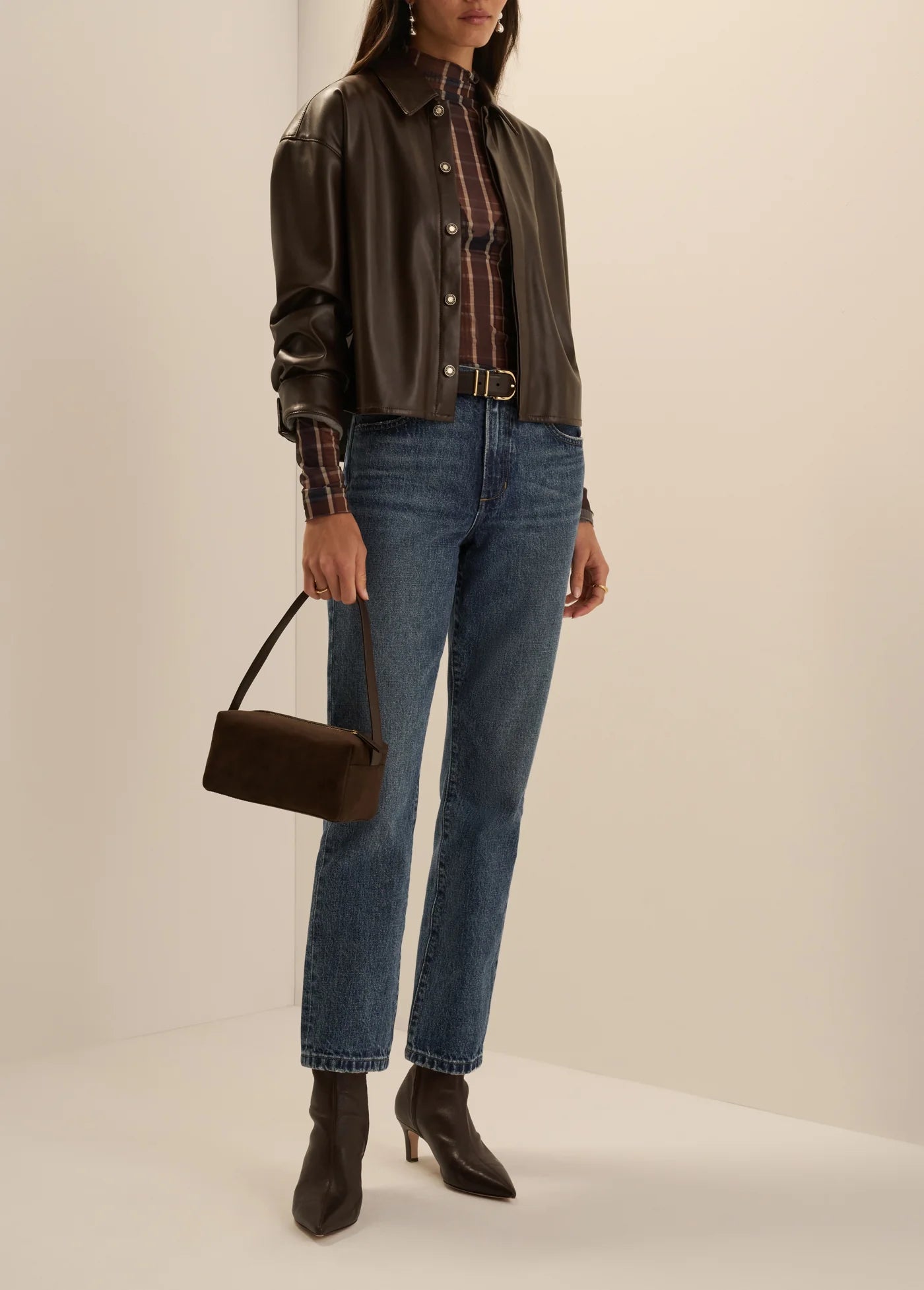 The Vegan Leather Brady Crop Shirt