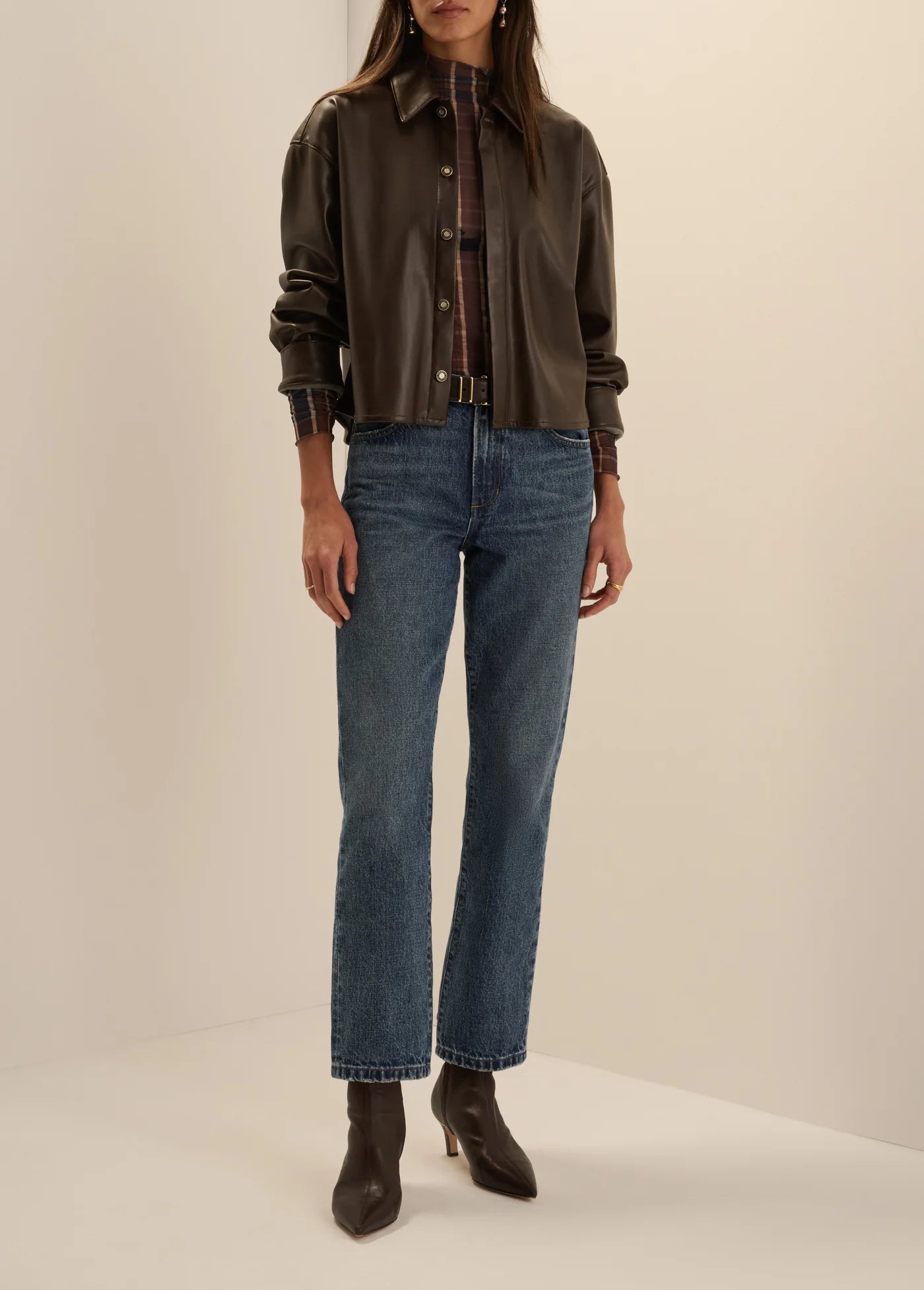 The Vegan Leather Brady Crop Shirt