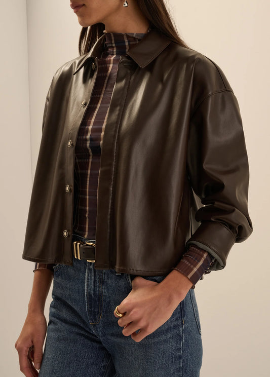 The Vegan Leather Brady Crop Shirt