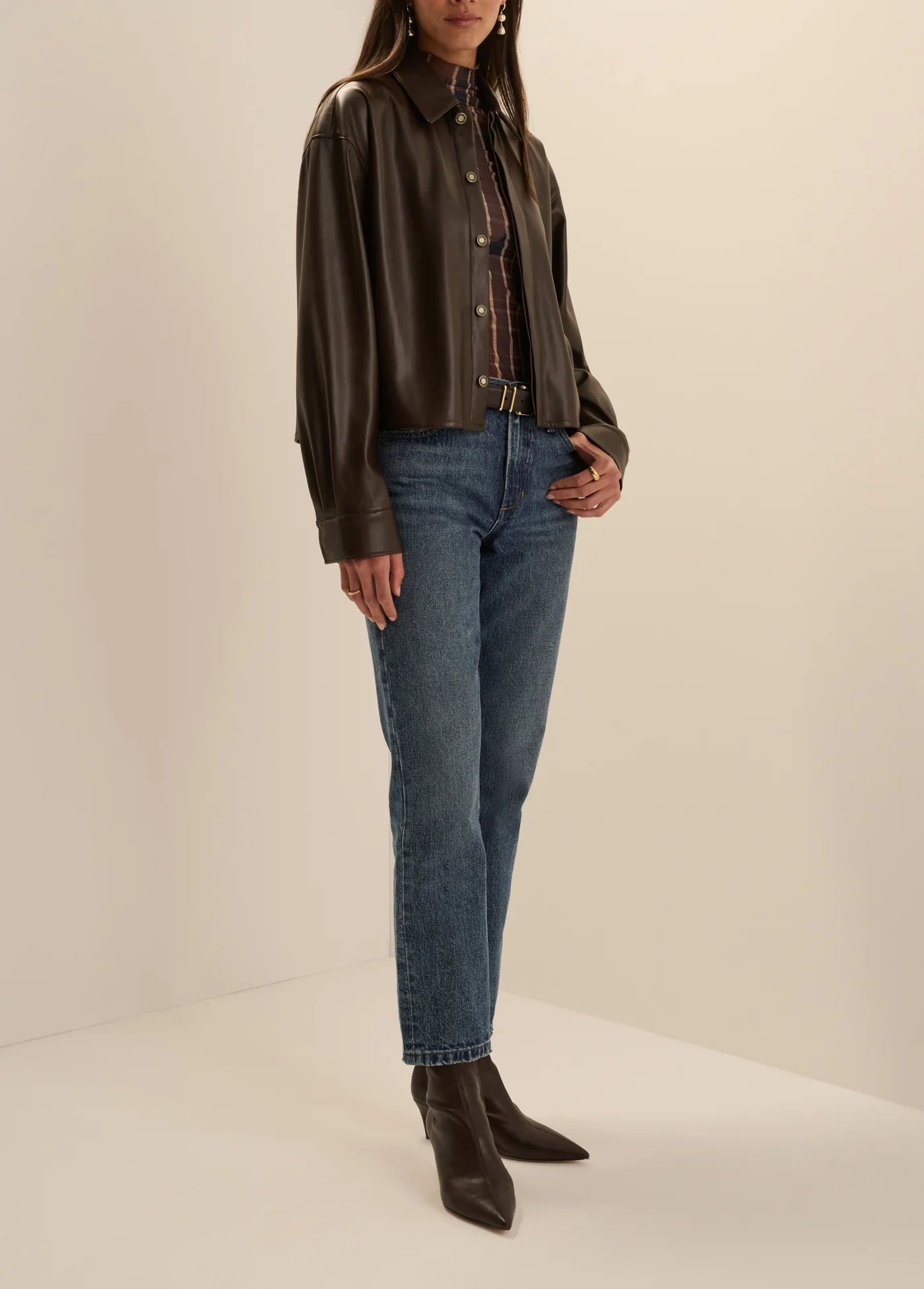 The Vegan Leather Brady Crop Shirt