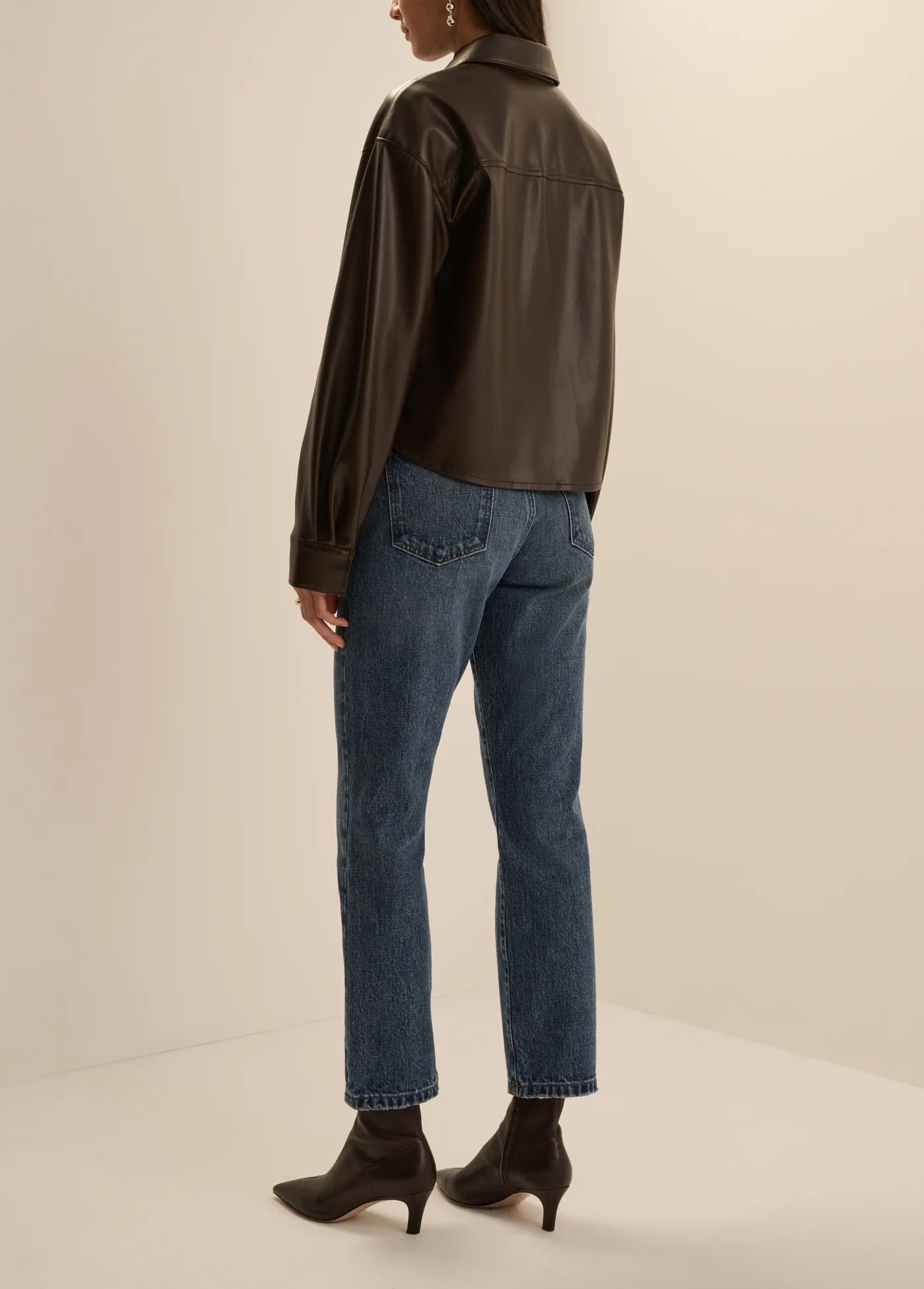 The Vegan Leather Brady Crop Shirt