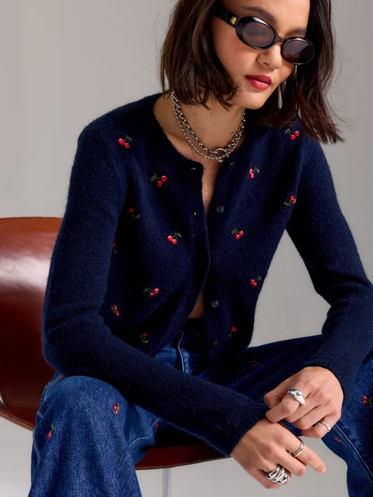 Muse Embroidered Fitted Cardigan