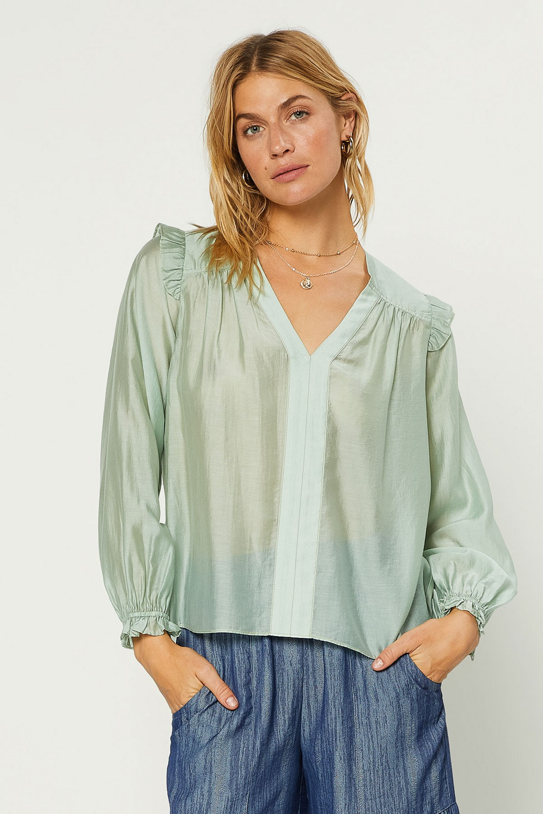 Contrast Stitched Easy Blouse