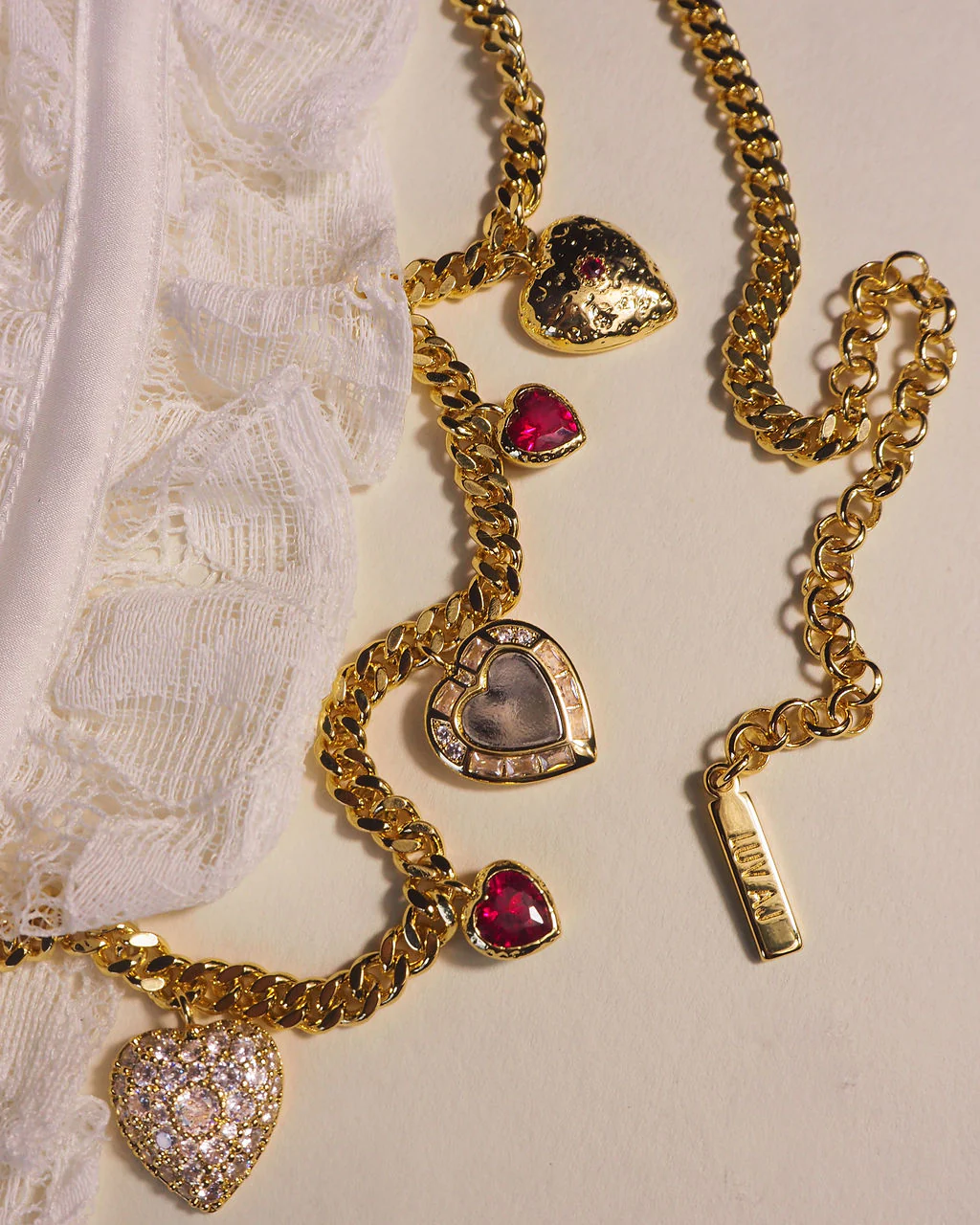 Hanging Hearts Charm Necklace